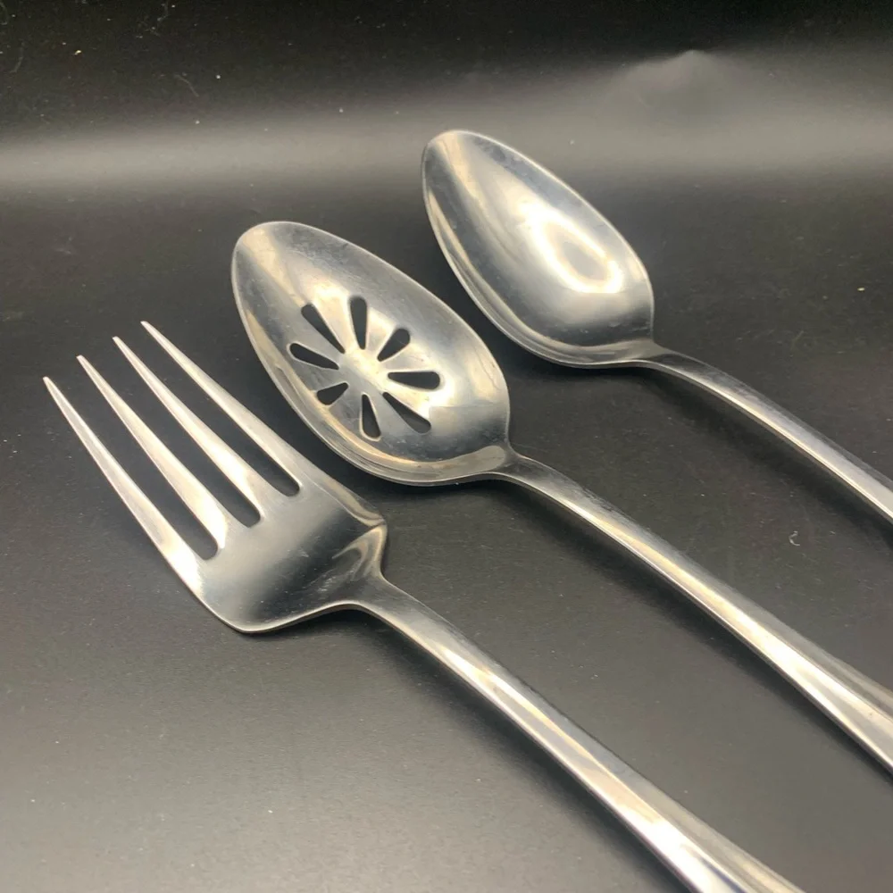 Vintage International Silver Stainless Flatware Serving Spoons & Fork Lot of 3